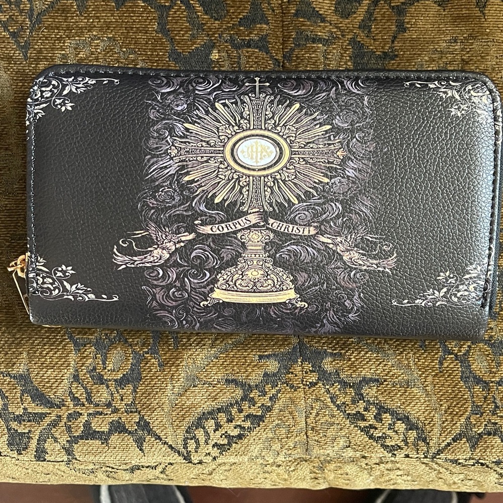 Black and Gold Religious Themed Wallet